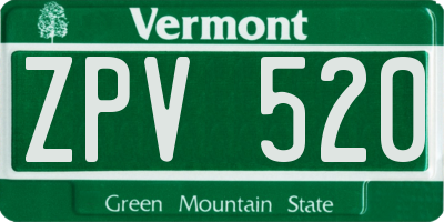 VT license plate ZPV520