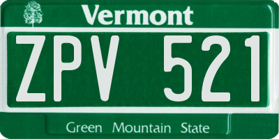 VT license plate ZPV521