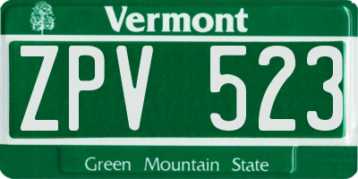 VT license plate ZPV523
