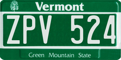 VT license plate ZPV524