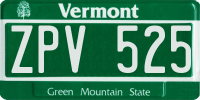 VT license plate ZPV525
