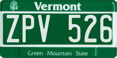 VT license plate ZPV526