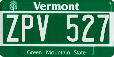 VT license plate ZPV527