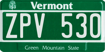 VT license plate ZPV530