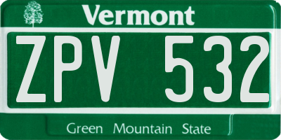 VT license plate ZPV532