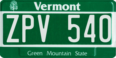 VT license plate ZPV540