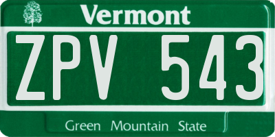VT license plate ZPV543