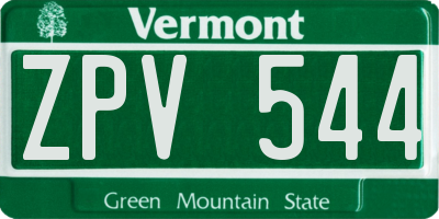 VT license plate ZPV544