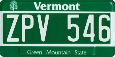 VT license plate ZPV546