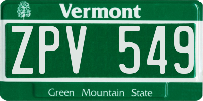 VT license plate ZPV549