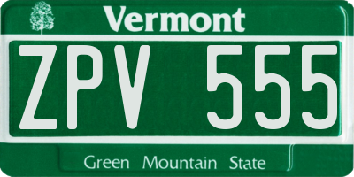 VT license plate ZPV555