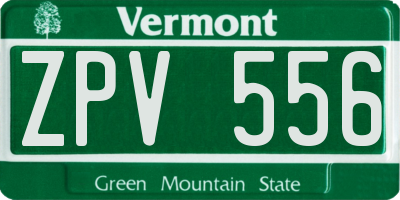 VT license plate ZPV556