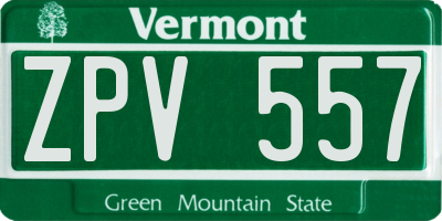 VT license plate ZPV557