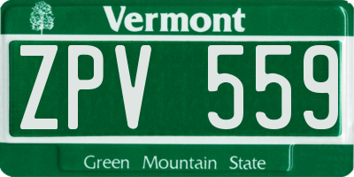 VT license plate ZPV559