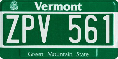 VT license plate ZPV561