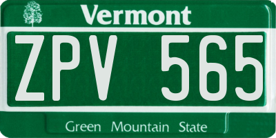 VT license plate ZPV565