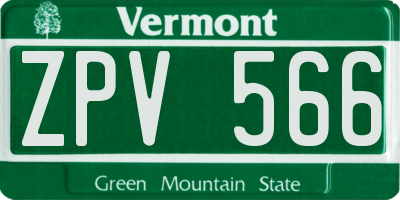 VT license plate ZPV566