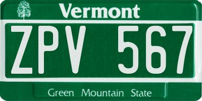 VT license plate ZPV567