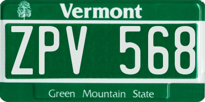 VT license plate ZPV568