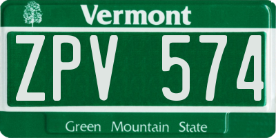 VT license plate ZPV574