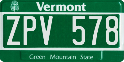 VT license plate ZPV578