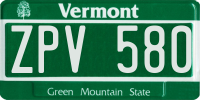 VT license plate ZPV580