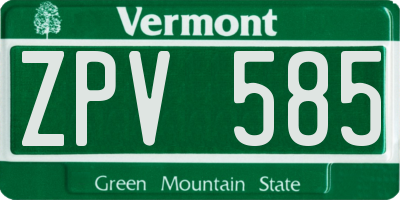 VT license plate ZPV585