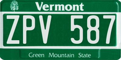 VT license plate ZPV587