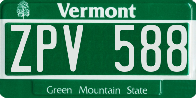 VT license plate ZPV588