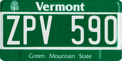VT license plate ZPV590