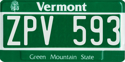 VT license plate ZPV593