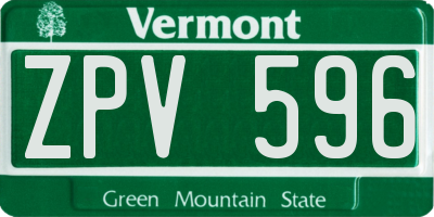 VT license plate ZPV596