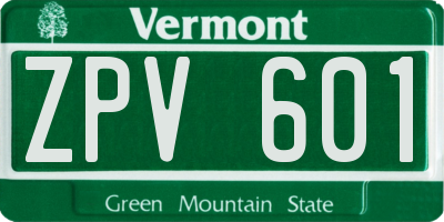 VT license plate ZPV601