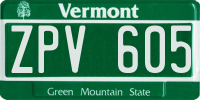 VT license plate ZPV605