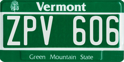 VT license plate ZPV606