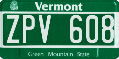 VT license plate ZPV608