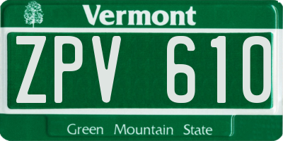 VT license plate ZPV610