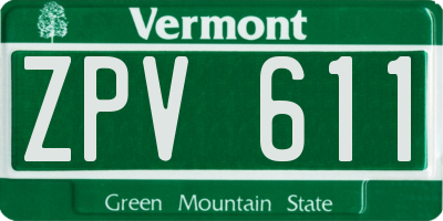 VT license plate ZPV611