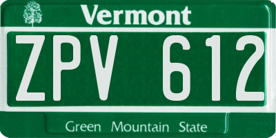 VT license plate ZPV612