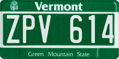 VT license plate ZPV614