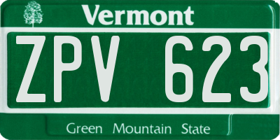VT license plate ZPV623