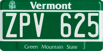 VT license plate ZPV625