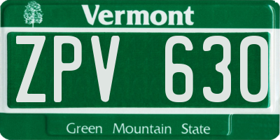 VT license plate ZPV630