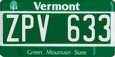 VT license plate ZPV633