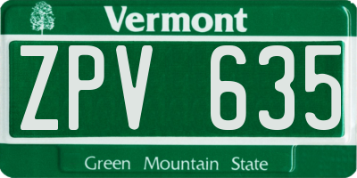 VT license plate ZPV635