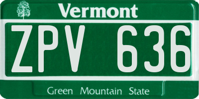 VT license plate ZPV636