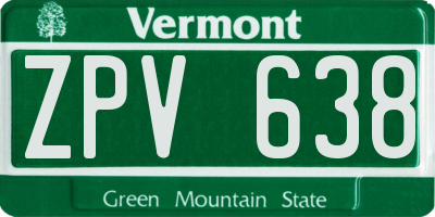 VT license plate ZPV638