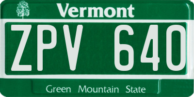 VT license plate ZPV640