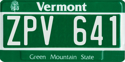 VT license plate ZPV641