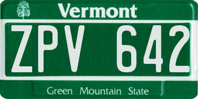 VT license plate ZPV642